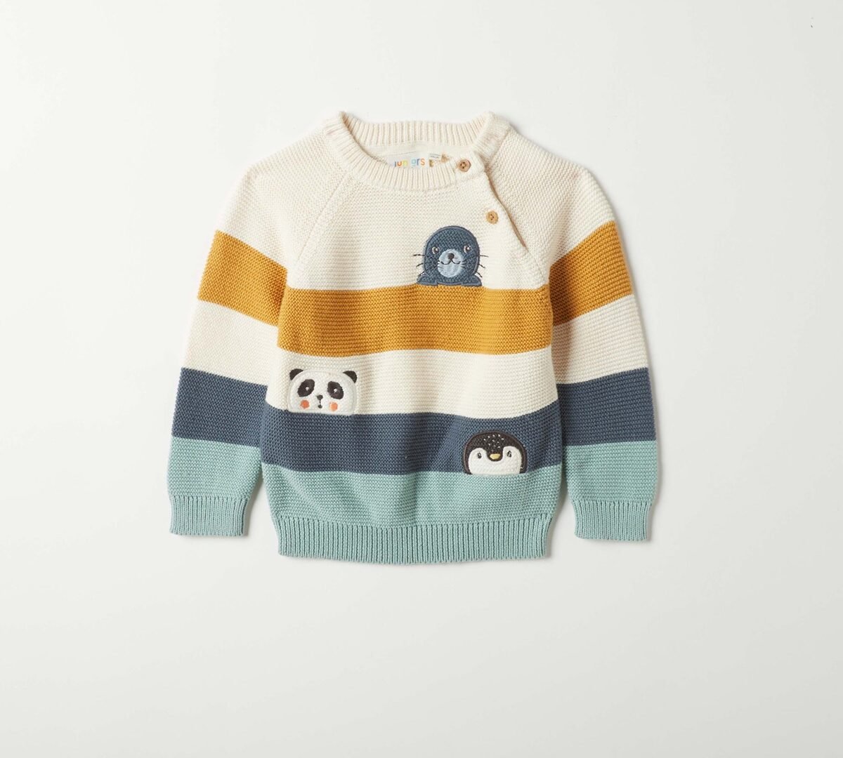 Animal Friends Striped Sweater: Cozy Fun for Little Explorers